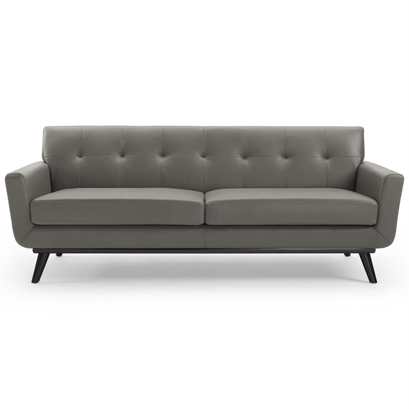 Canapé de salon en cuir Modway Engage, Cuir véritable gris, Noir
