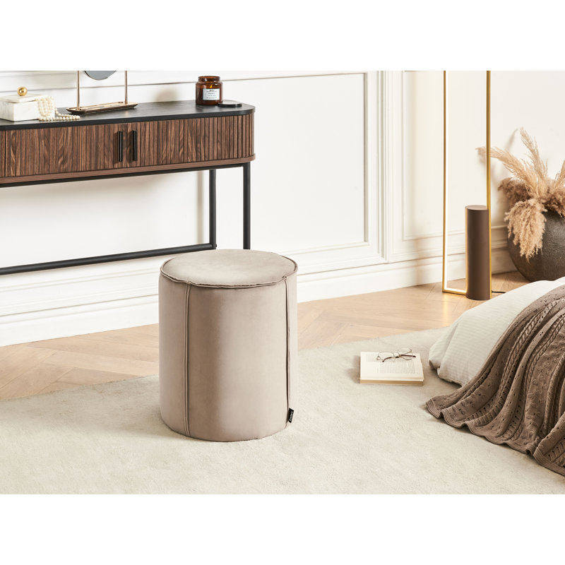 SEDONA 40cm Wide Oval Solid Colour Pouffe Ottoman, Beige