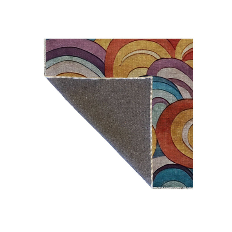 Multi Color Wavy Spiral Pattern Creative Modern Decorative Machine Washable Area Rug, Runner 4'11" x 9'10"
