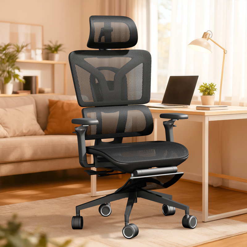 Ergonomic Office Chair with Adaptive Lumbar Support Adjustable Seat Depth and 5d Armrests