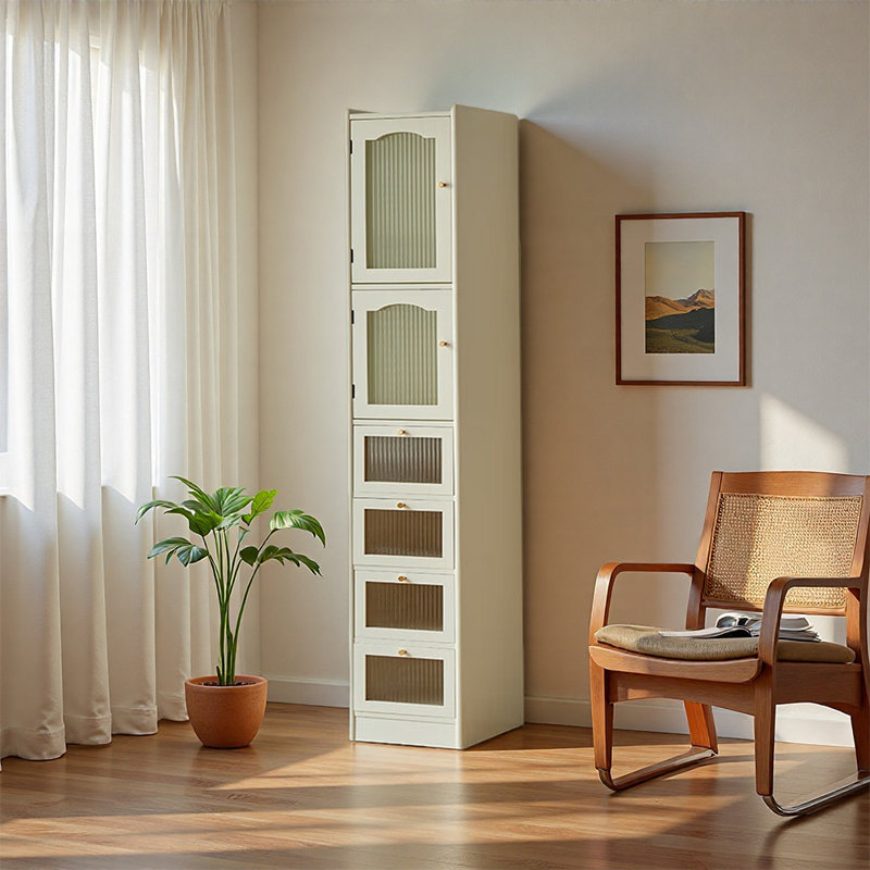 Loudoun, Cream, (7 Shelves) 70.87"H x 9.84"W x 15.35"D