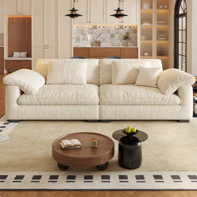 White Chenille Modular Sofa cushion couch