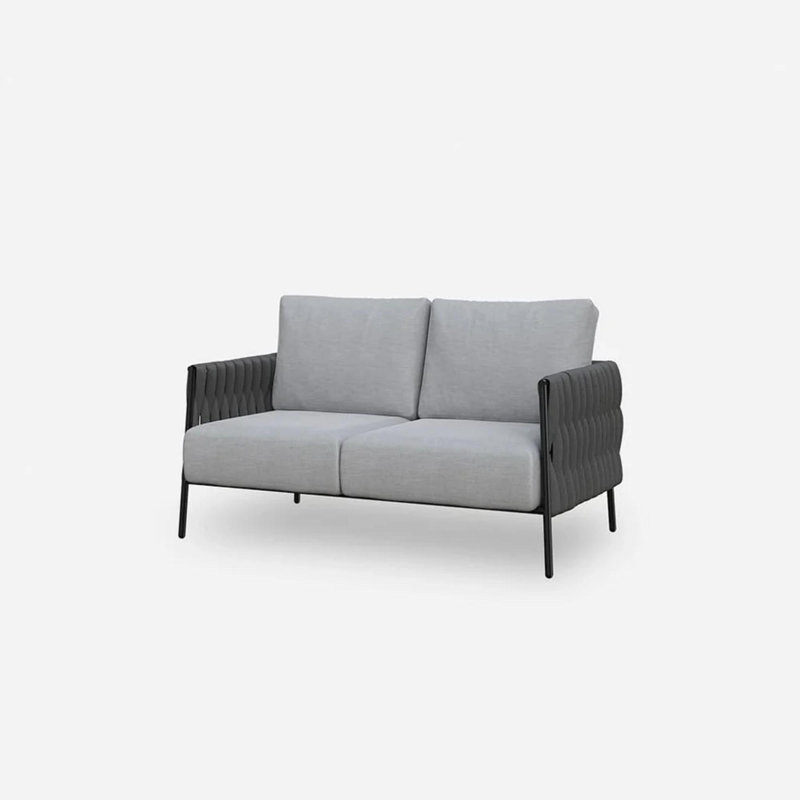 Causeuse d'extérieur pour 2 personnes avec coussin épais de 6,7 po, Gris brumeux, Noir terre