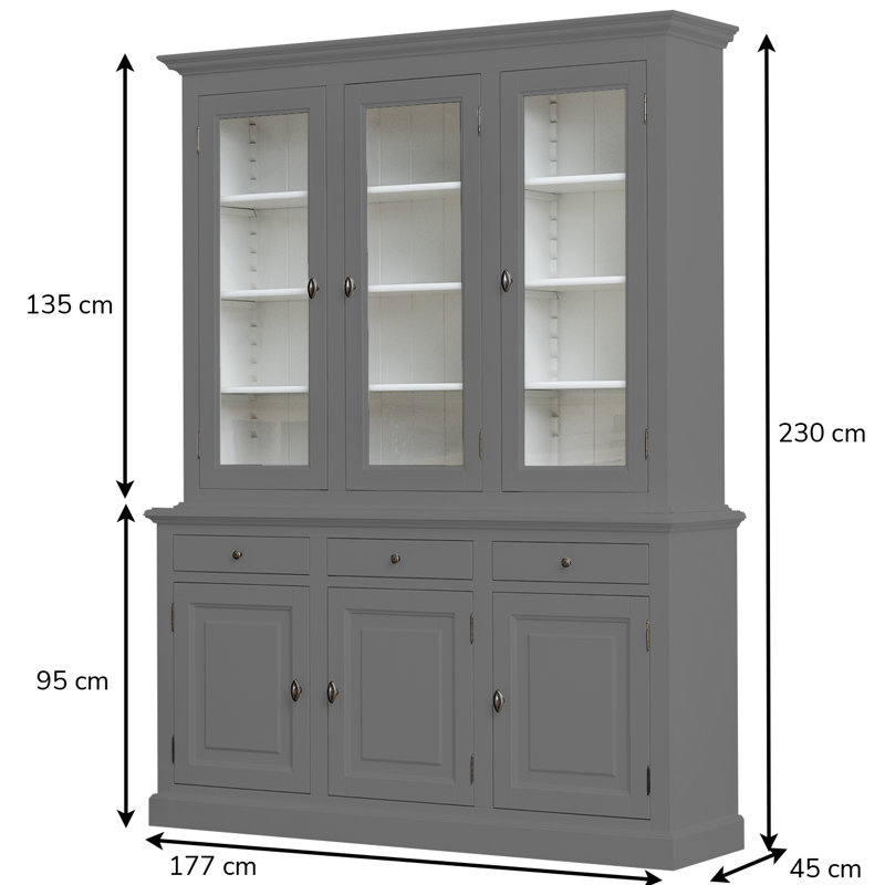 Berardina Display Cabinet, Mouse Grey