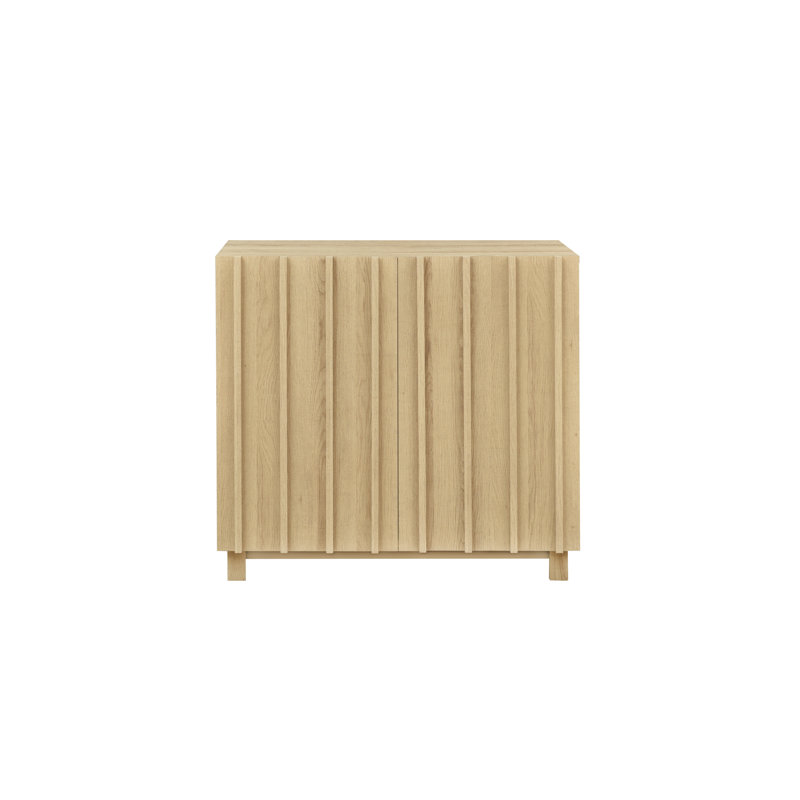 Araminta 32" W 2-Door Fluted Sideboard Cabinet , Oak