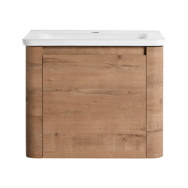 24'' Bathroom Vanity With White Ceramic Sink, Unique Rounded Edges, And 45° Inclined Edge Handles For A Comfortable Design 24-inch Featuring Soft-close Door, Edges Safe Stylish Addition