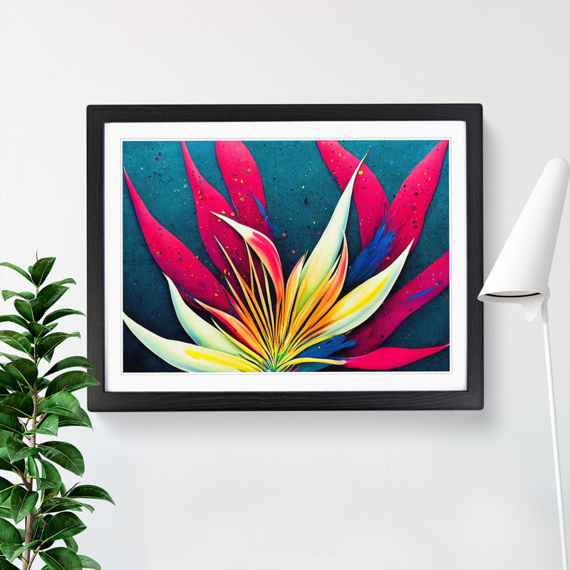 Bird Of Paradise Flower Splash Vol.6 - Single Picture Frame Print, 25cm H x 34cm W x 2cm D, Black