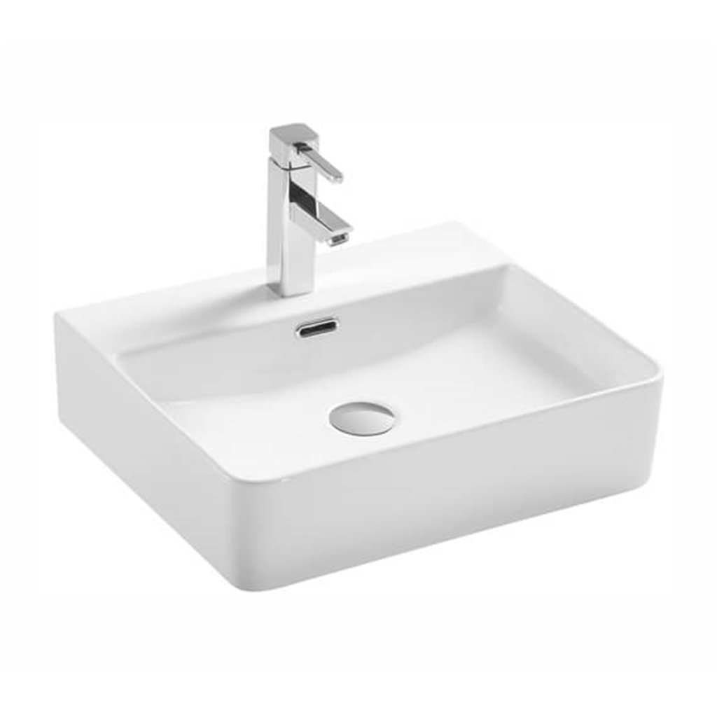 Bedford Sheds Clifton L W White Vitreous China Rectangular Countertop Basin Bathroom Sink with Overflow