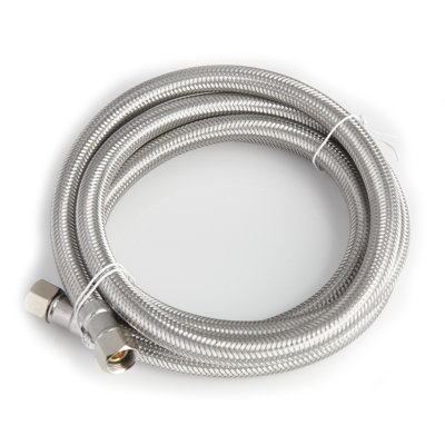 6ft Stainless Steel Dishwasher Water Supply Line, F 3/8 C X F 3/8 C Brass Nut, Flexible Washer Supply Hose, Universal Fit, Leak-proof