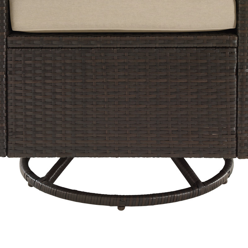 Ensemble de conversation en osier pour 4 personnes en polyéthylène (PE) Arbedella, Beige