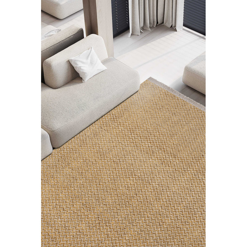 Tapis jaune en jute / sisal Marqies, Rectangle 5 pi 3 po x 7 pi 7 po