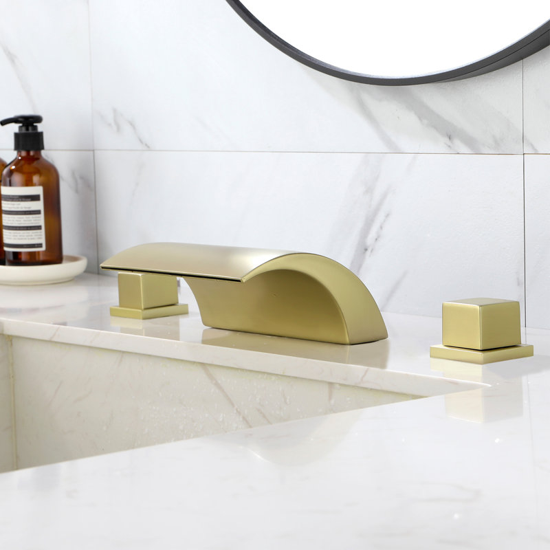 Widespread 2-handle Bathroom Faucet, Brushed Gold