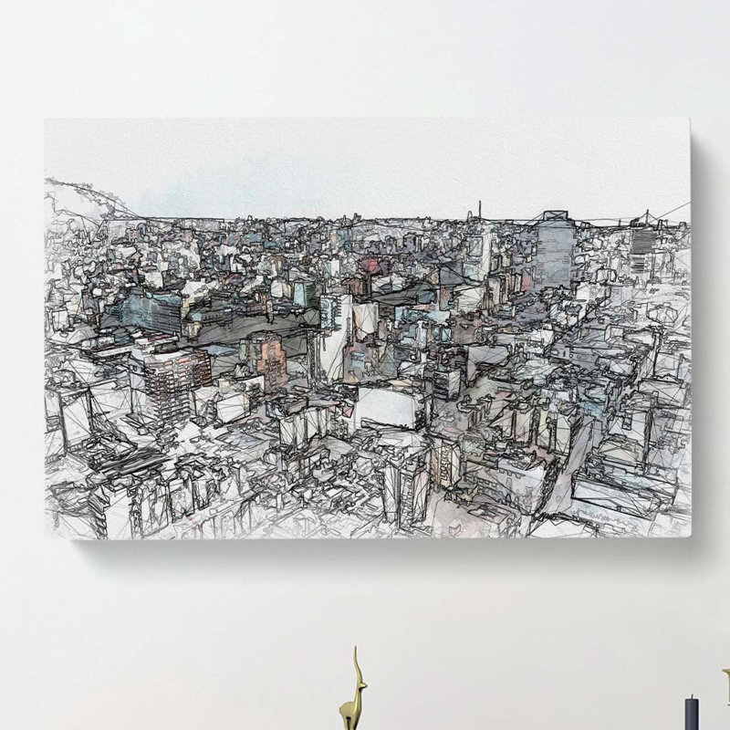 Buenos Aires Skyline in Argentina in Abstract - Wrapped Canvas, 40cm H x 60cm W x 3cm D