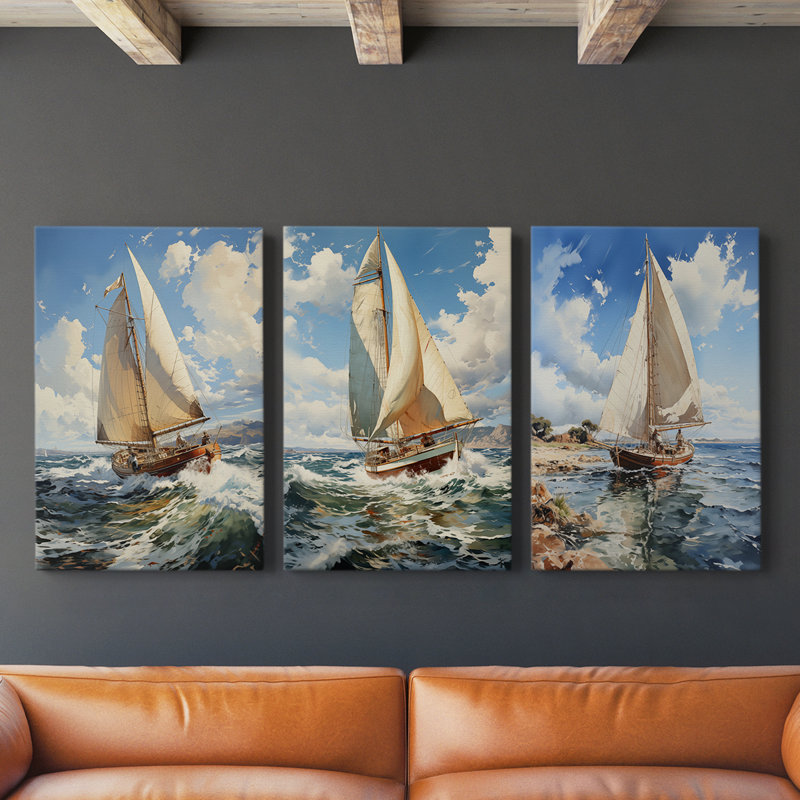 Série Sea and Shore Lxxi - ensemble de toiles tendues avec châssis Premium - prêt à être accroché