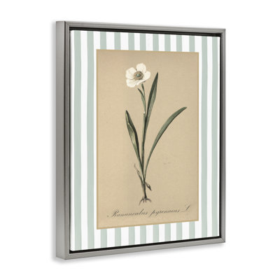 Cadre flottant Wild Poppy avec rayures vertes, design avec lettres et doublure