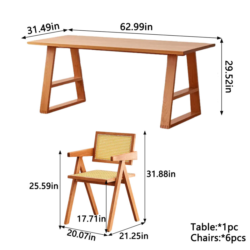 Ensemble de salle à manger rectangulaire, H 29,52 po x L 62,99 po x l 31,49 po