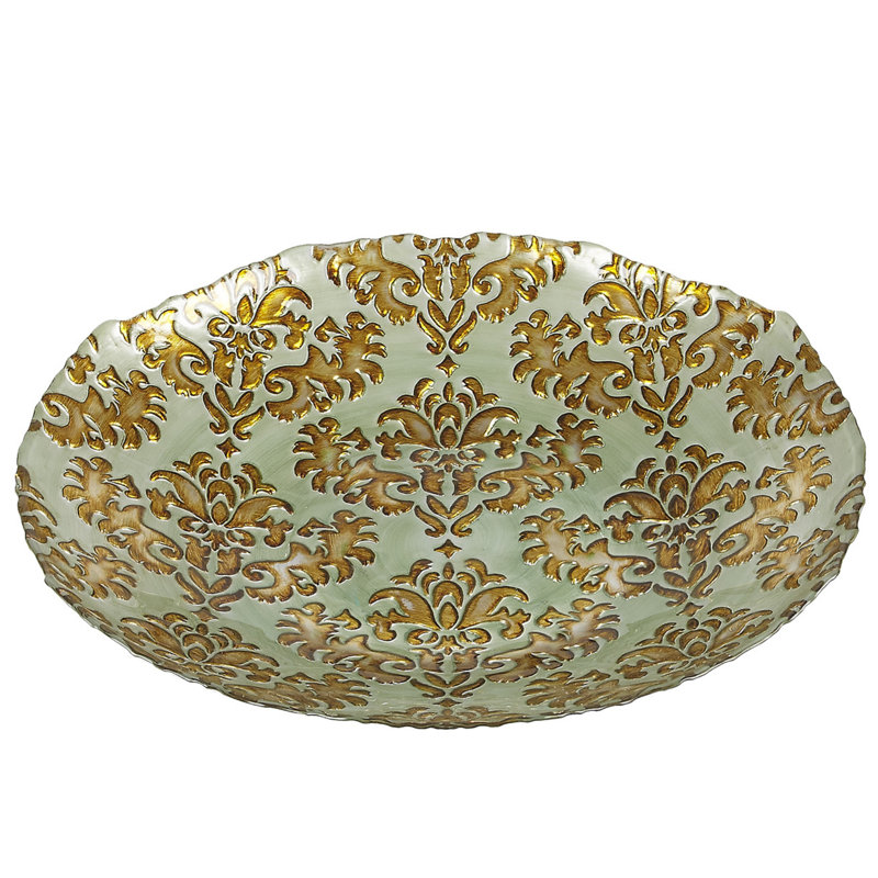 Bol décoratif en verre Mchaney, Turquoise et doré