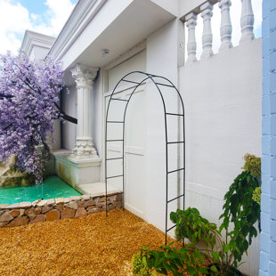 SCENDOR 7.9 Ft H x 4.6 Ft W Metal Pergola Arbor Black
