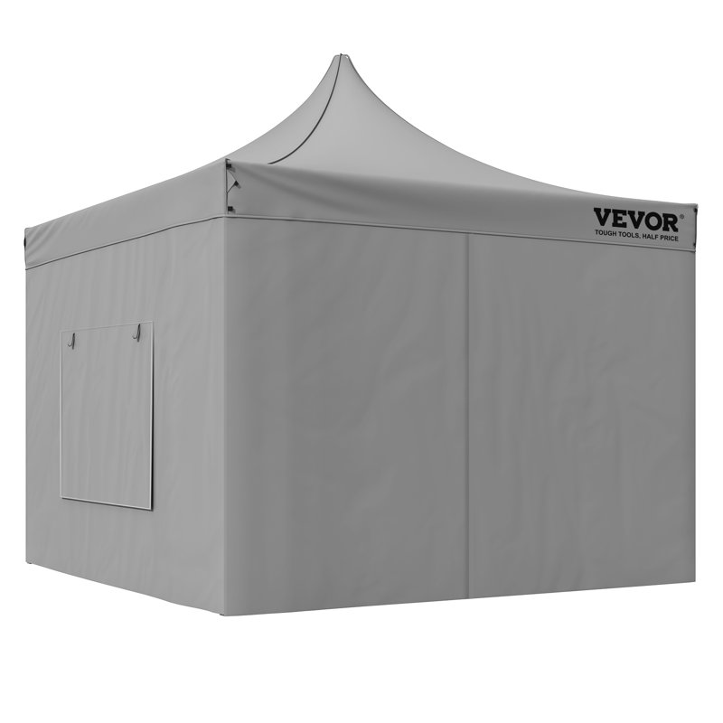 VEVOR 10x10 FT Gray Pop-Up Canopy Tent with Sidewalls