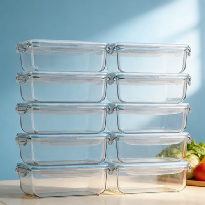 Ensemble de 16 contenants de préparation de repas en verre avec couvercles hermétiques, contenants de nourriture sans BPA de 30 oz, résistant aux fuites, au congélateur, au four et au lave-vaisselle