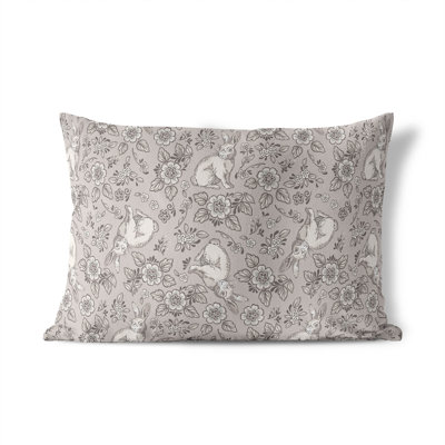 Bunny Toile Decorative Outdoor Lumbar Pillow