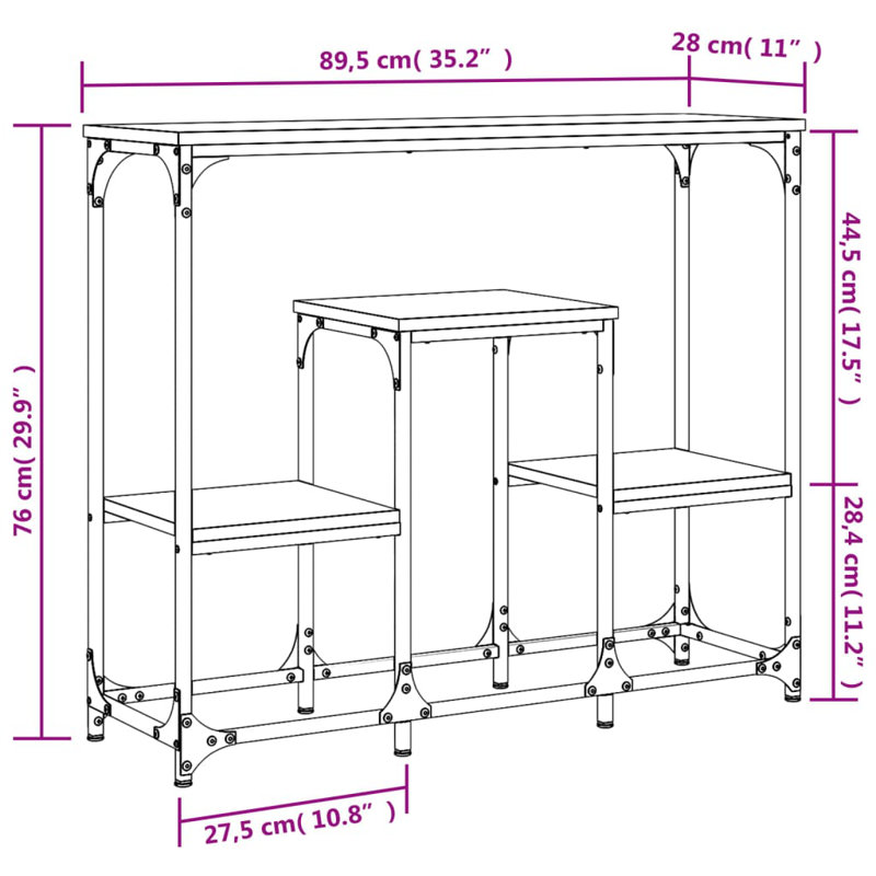 89.5cm Console Table, Black