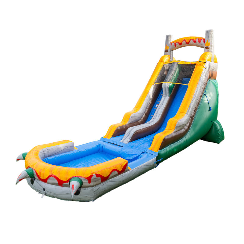 Herokiddo T-rex 18' Water Slide With Detachable Pool, For Kids And Adults, Commercial Grade, 100% Pvc Vinyl, Outdoor Backyard, Summer Fun, Blow Up Inflatable (blower Included)