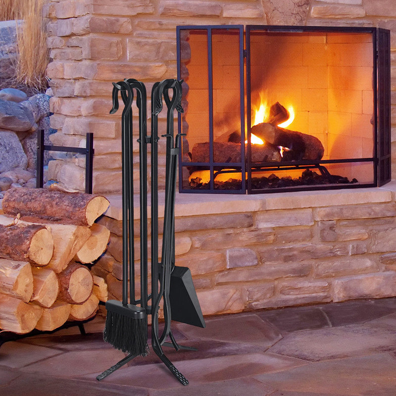 Beau 5 Piece Iron Fireplace Tool Set