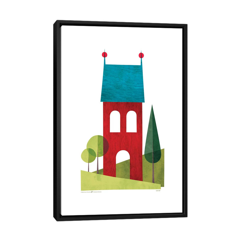 « house ii », impression sur toile, H 26 po x l 18 po x P 1,5 po, Toile avec cadre noir, Pas de tapis
