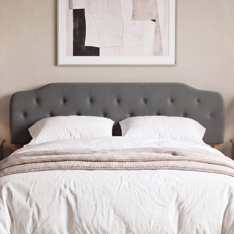 Tête de lit tapissier, King, Grey, Velvet