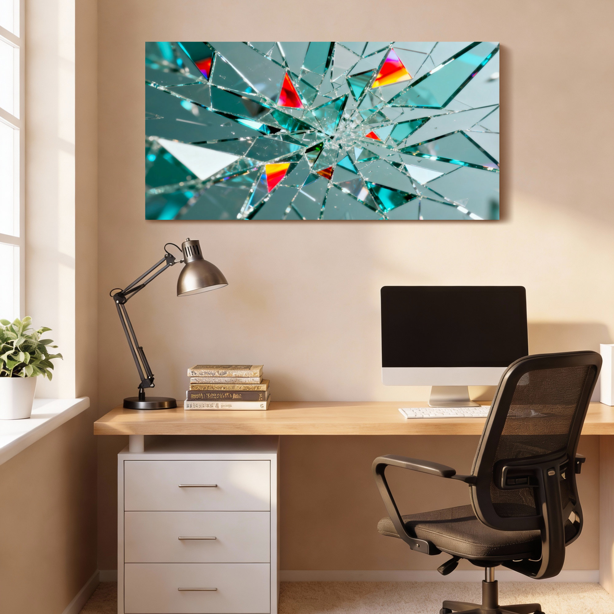 Winston Porter Shattered Glass Abstract Pattern Canvas Wrapped Wall Art ...
