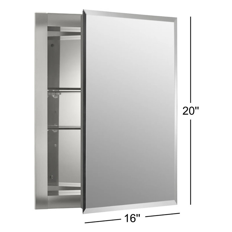 Kohler Recessed Frameless Medicine Cabinet with 2 Adjustable Shelves and Interior Mirror