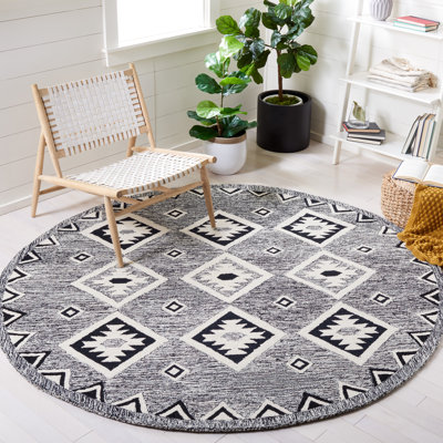 Arne Southwestern Handmade Tufted Wool Black/Grey Area Rug