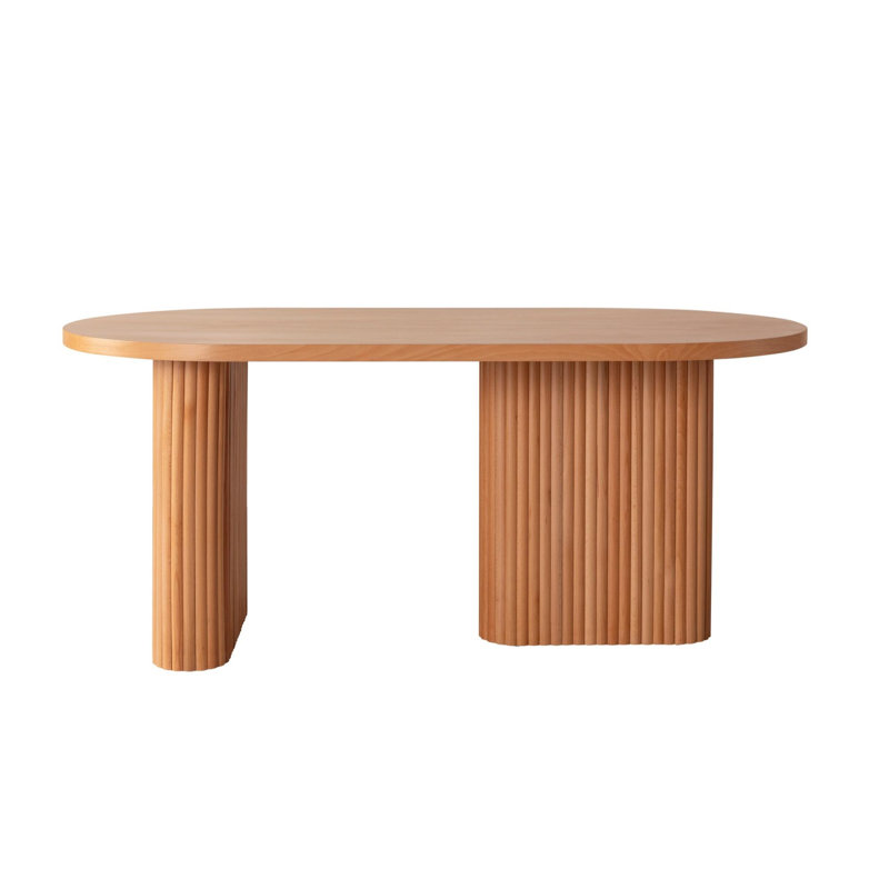 Table de salle à manger moderne pour 6 personnes, revêtement en bois de hêtre, 70,9 po x 29,5 po x 35,4 po | 100% panneau de fibres à densité moyenne, couleur brun uni | Conception élégante et durable pour les repas et les réunions de famille, par
