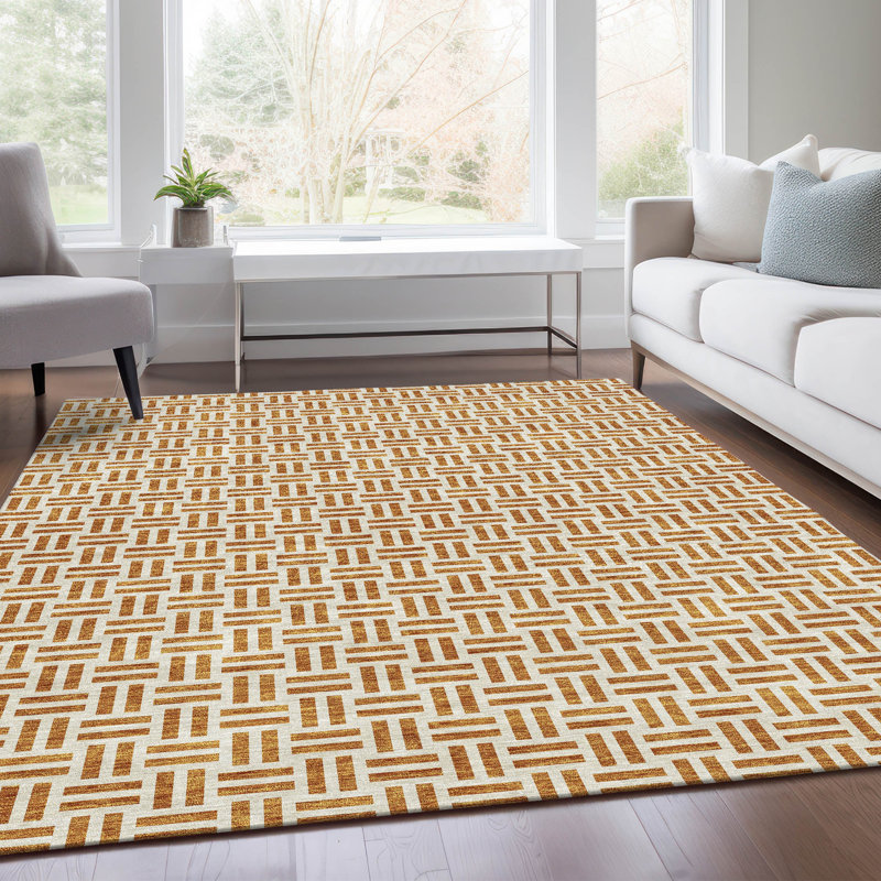 Premium Machine Washable Prisco Copper Rug, Rectangle 9' x 12'