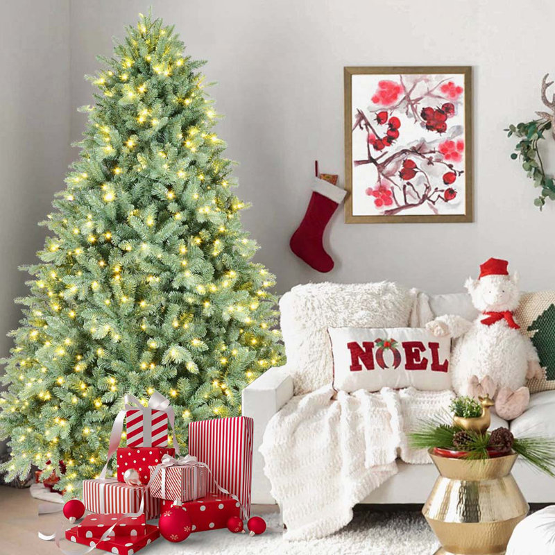 Arbre de Noël 7,5 pi avec lumières teintées bleu-vert, Oui, H 7,5 pi