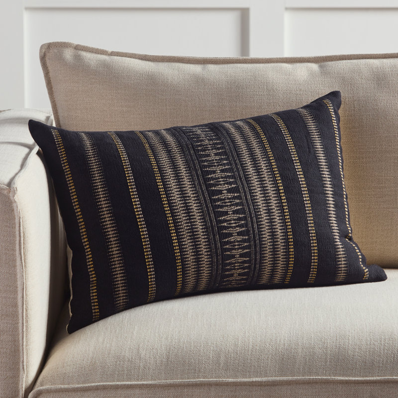 Taren Embroidered Cotton Reversible Pillow Cover, Pillow Cover Only - No Insert, Striped 