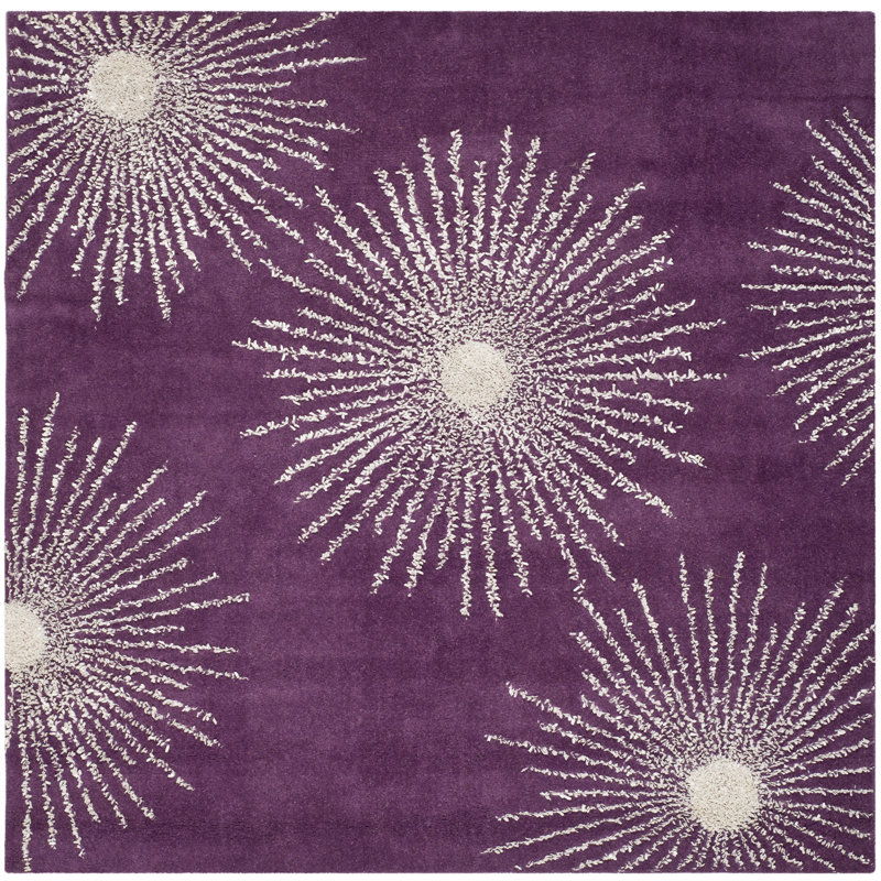 Amier Hand Tufted Wool And Viscose Abstract Rug, Square 6'
