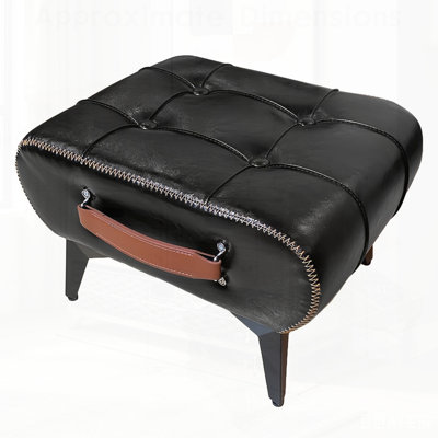 Tabouret en cuir de haute qualité, équipé de poignées portables et de pieds en métal; Repose-pieds carré moderne et minimaliste avec espace de rangement caché, disponible en plusieurs couleurs, convenant au salon