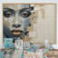 «Blue and Beige African Woman Collage I», reproductions d'art encadrées-95880663-95880664