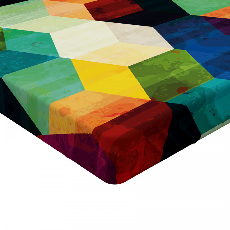 Microfiber Geometric Fitted Sheet, Queen Fitted Sheet
