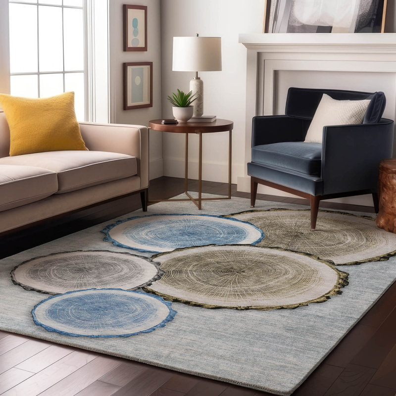 Tapis bleu Cerrito AMF575 lavable à la machine de qualité supérieure, Rectangle 9 pi x 12 pi