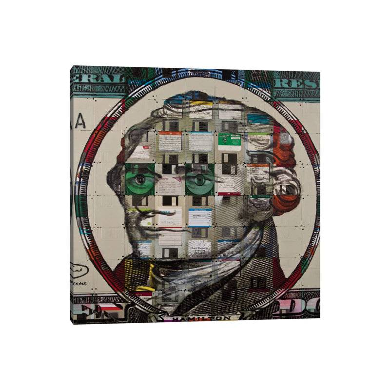 Alexander Hamilton On Floppy Diskettes by Taylor Smith - Print on Canvas, Wrapped Canvas, 30.48 cm H x 30.48 cm W