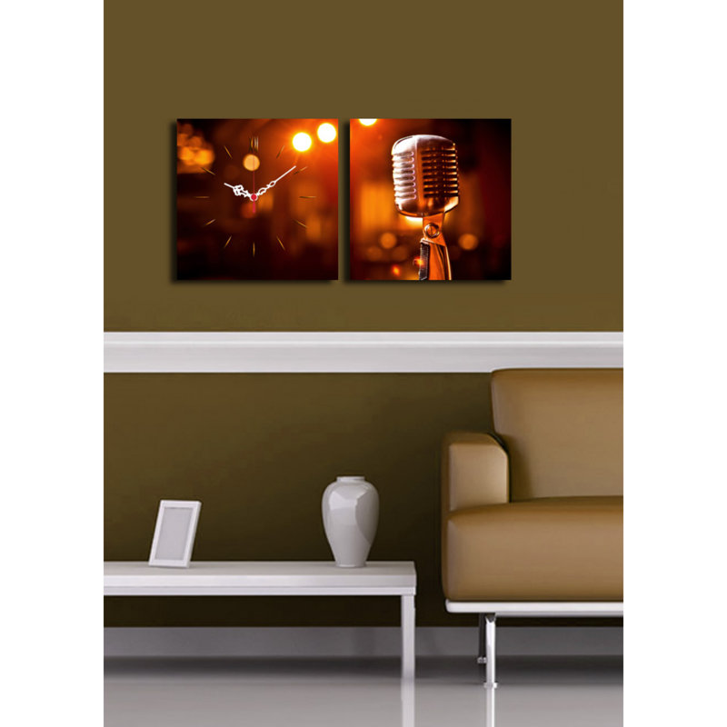 Stylish Decorative Canvas Wall Clock (2 Pieces), 23.6 x 23.6 inches | 100% Suede Canvas with 100% Wooden Frame, Thickness: 1.2 inches | Unique Home Decor, Perfect for Living Room & Office Spaces