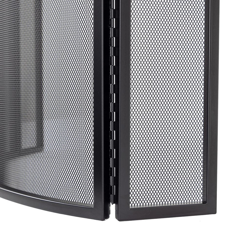 Mill Creek Black 3-Panel Mesh Fireplace Screen
