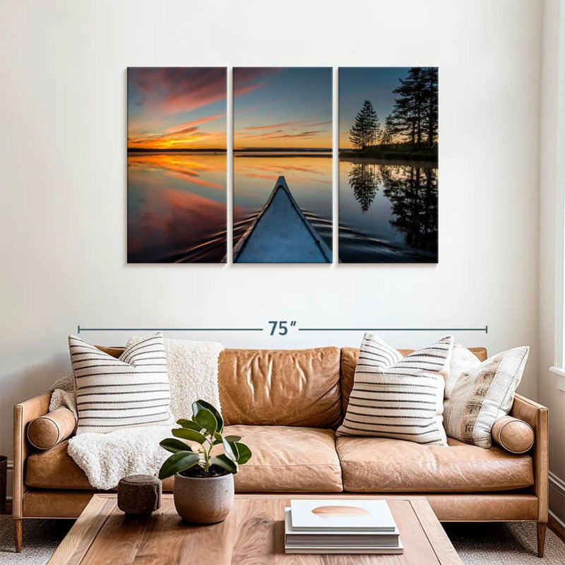 Senne Canoeing At Sunset, 36" H x 57" W