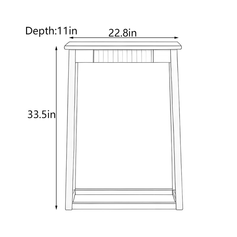 Table d'entrée de style chinois moderne en orme massif, H 33,5 po x l 22,8 po x P 11 po
