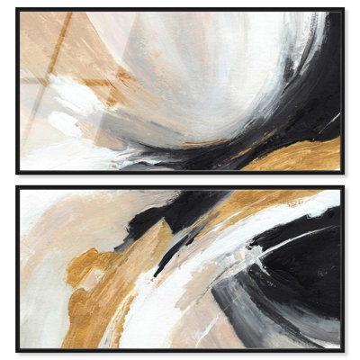 Goldstream - Ira Comleva Chagford, grande estampe encadrée en deux parties sur verre acrylique par Art Remedy, cadre noir, 44 x 22