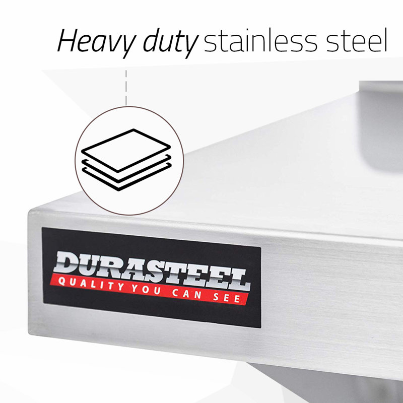 DuraSteel 36" Wide Hairline Brushed Stainless Steel Wall Shelf