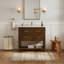 Meuble-lavabo simple 37 po en noyer avec surface en composite Aastha-242859887